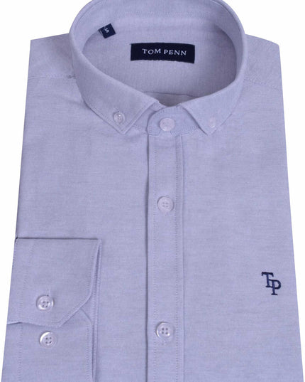Tom Penn Silver Oxford Long Sleeve Shirt