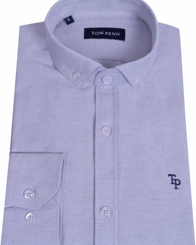Tom Penn Silver Oxford Long Sleeve Shirt