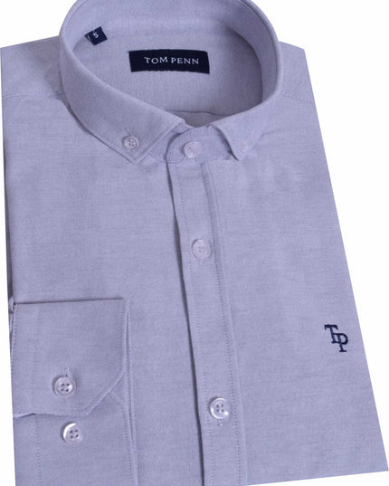 Tom Penn Silver Oxford Long Sleeve Shirt