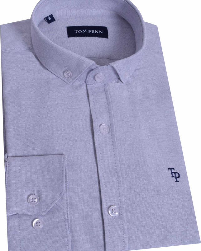 Tom Penn Silver Oxford Long Sleeve Shirt