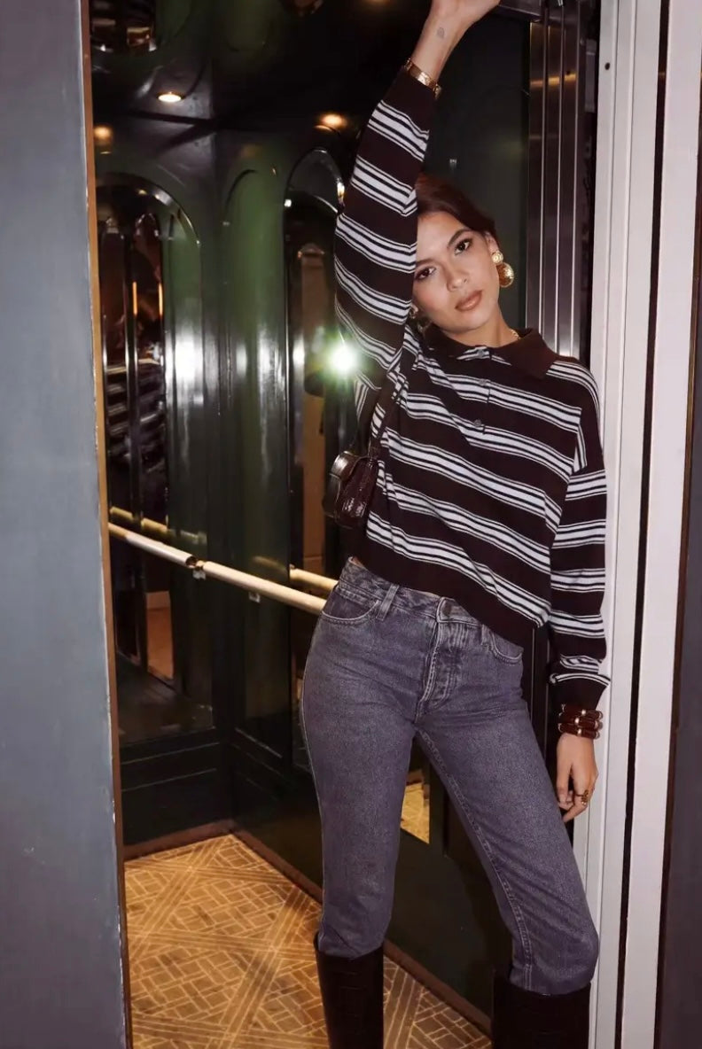 Lucia Striped Contrast Rugby Sweater