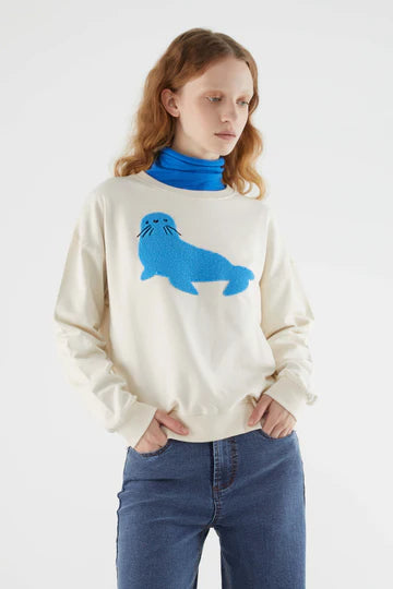 Compania Fantastica Cotton sweatshirt with seal graphic
