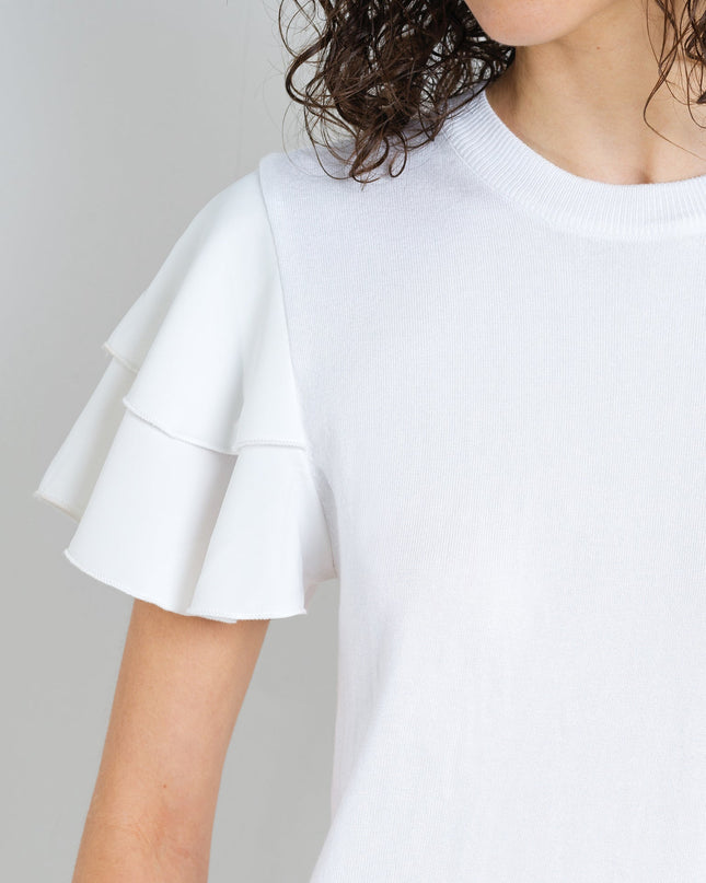 Aylaa Krista Mix Sleeve Top - Linen White