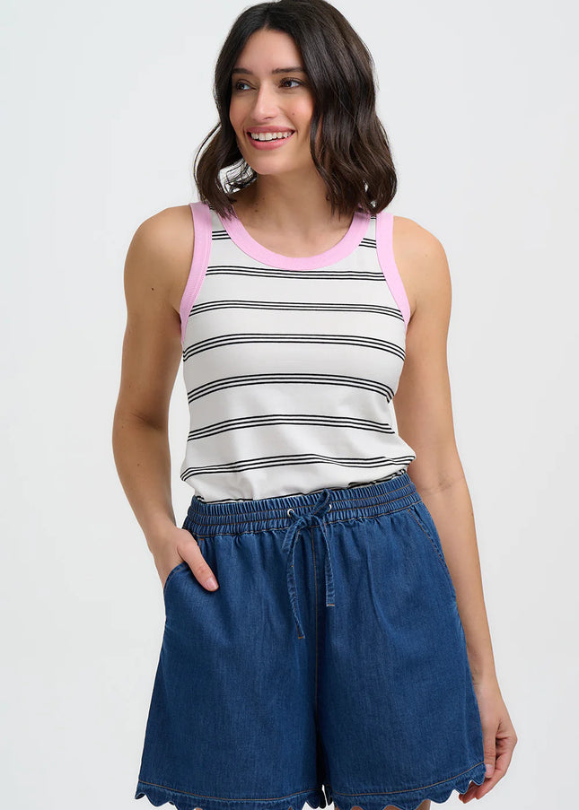Shelly Scallop Shorts - Deep Blue Denim