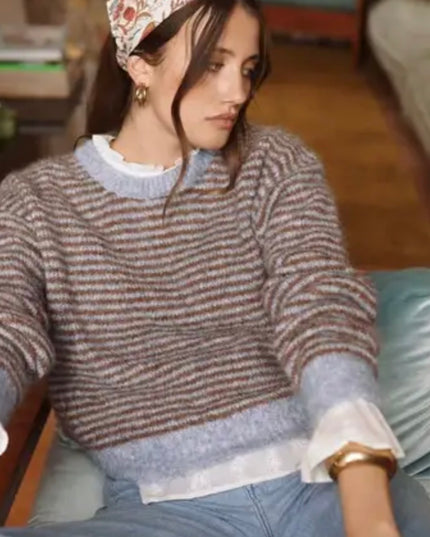 Emily Soft Knit Striped Sweater - Blue