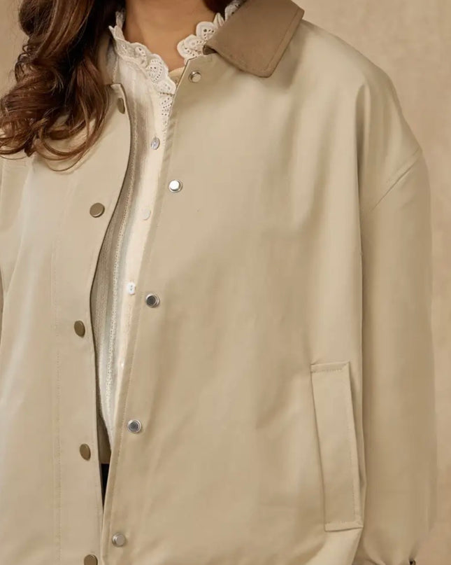 Lucia Short Two Tone Trench Coat - Beige