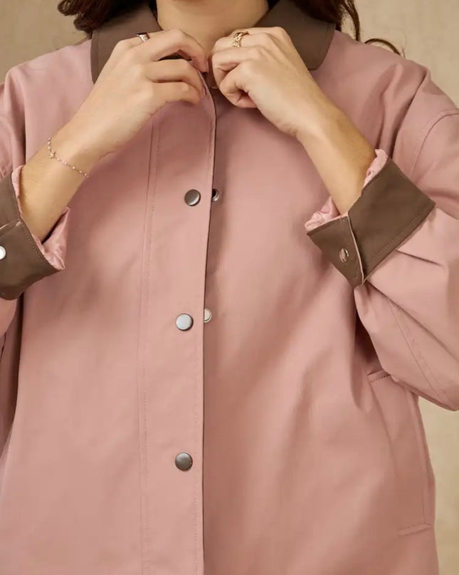 Lucia Short Two Tone Trench Coat - Rose