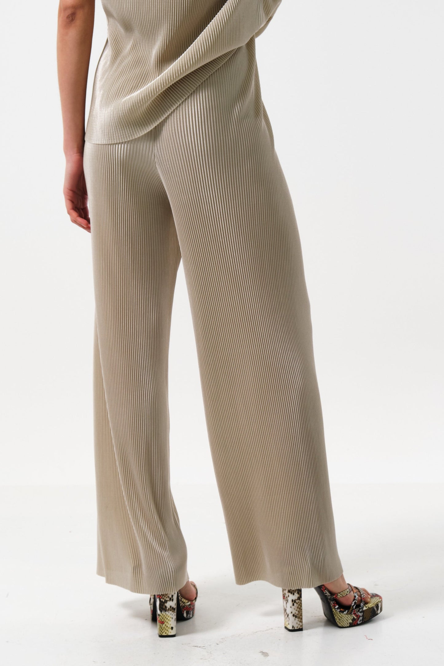 Clothide Pleated Wide Leg Trouser - Stone