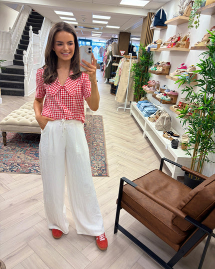 Gingham Peter Pan Blouse - Red