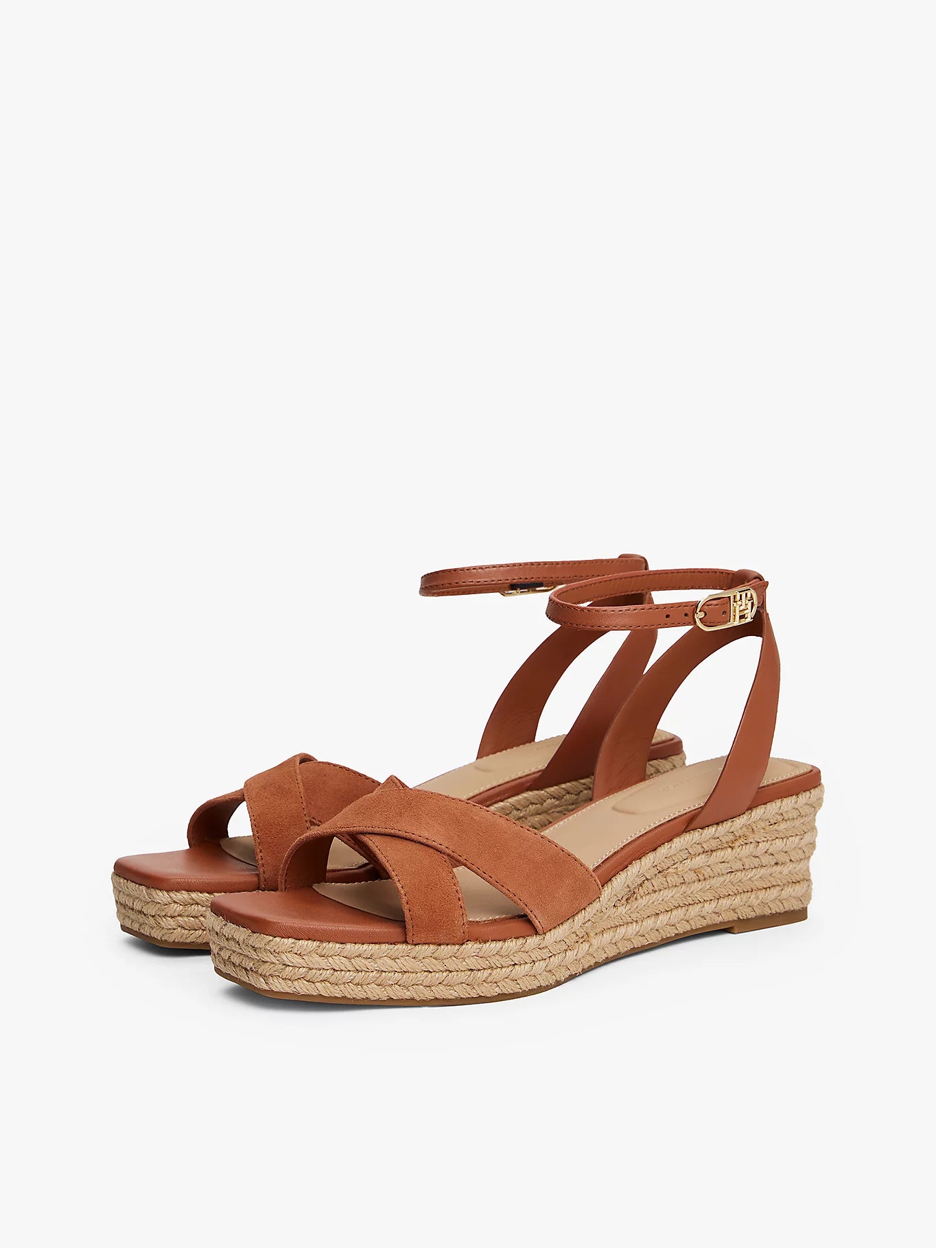 Leather/Suede Mix Wedge Espadrille - Cinnamon Bark