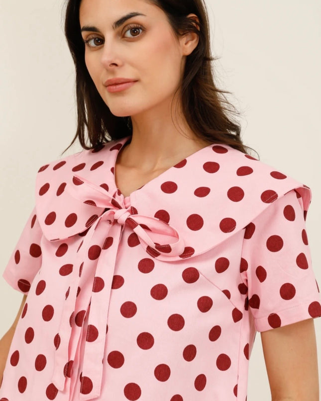 Lana Retro Polka Dot Bermuda Short - Pink