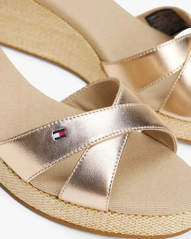 Metallic Wedge Espadrille Sandals - Gold