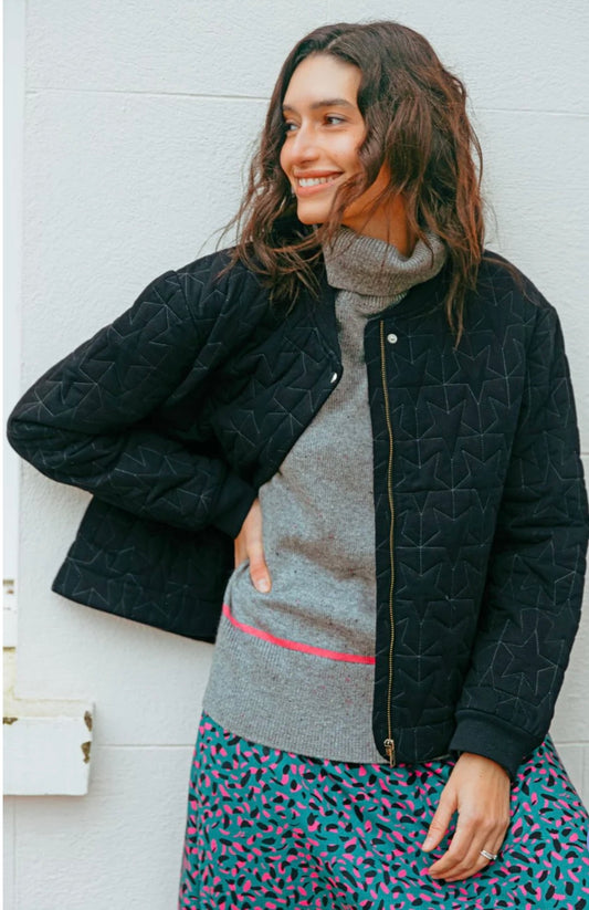 Reagan Quilted Jacket - Black, Star Quilt