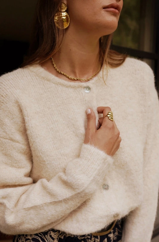 Lilly Wool Blend Cardigan - Cream