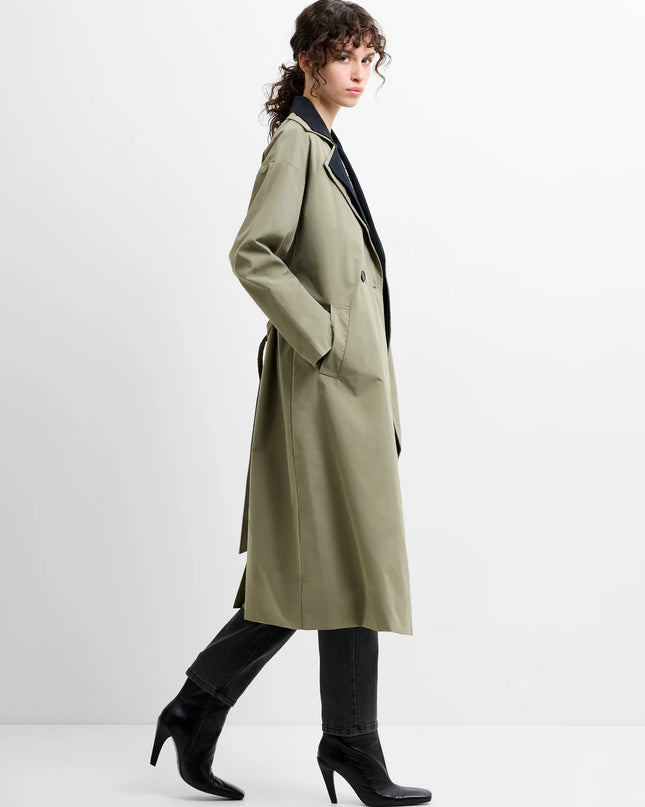 Kaci Double Collar Trench Coat - Spring Khaki
