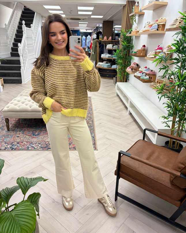 Emily Soft Knit Striped Sweater - Yellow