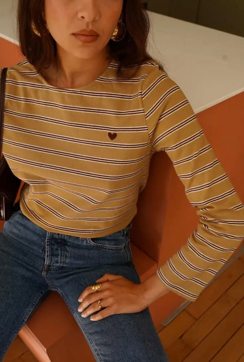 Jen Embroidered Long Sleeve Top - Mustard