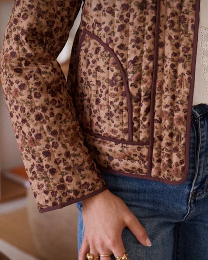 Millie Floral Quilted Jacket - Taupe