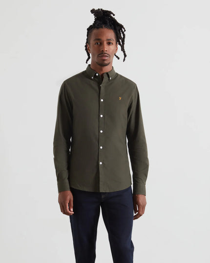 Brewer Slim Fit Organic Cotton Oxford Shirt In Rosemary