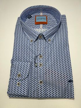 Dario Beltran Blue/Navy Pattern Long Sleeve Shirt