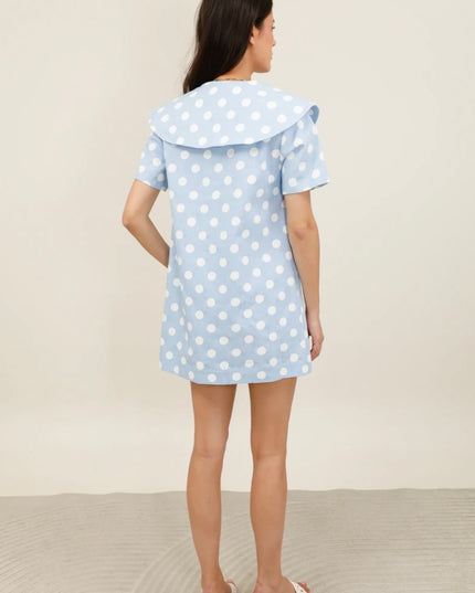 Lana Retro Polka Dot Sailor Dress - Blue