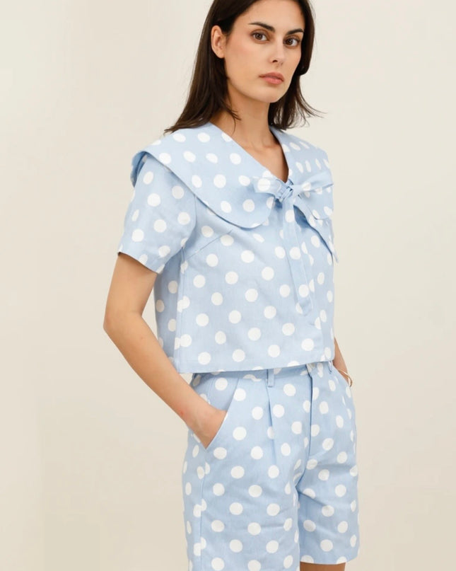 Lana Retro Polka Dot Bermuda Short - Blue