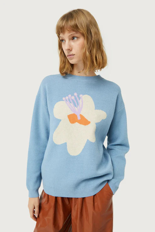 Compañia Fantastica - Flower Print Sweater - Blue