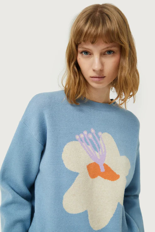 Compañia Fantastica - Flower Print Sweater - Blue