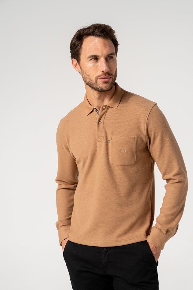 Caramel Long Sleeve Polo