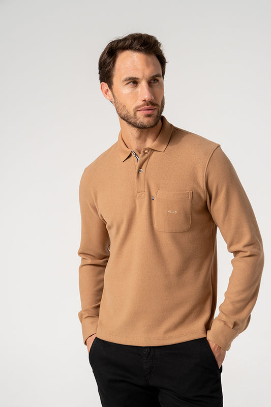 Caramel Long Sleeve Polo