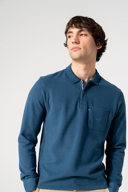 Blue Long Sleeve Polo