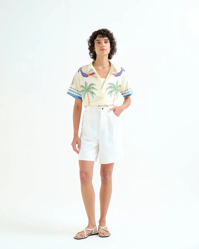 Palm & Mermaid Crepe Shirt