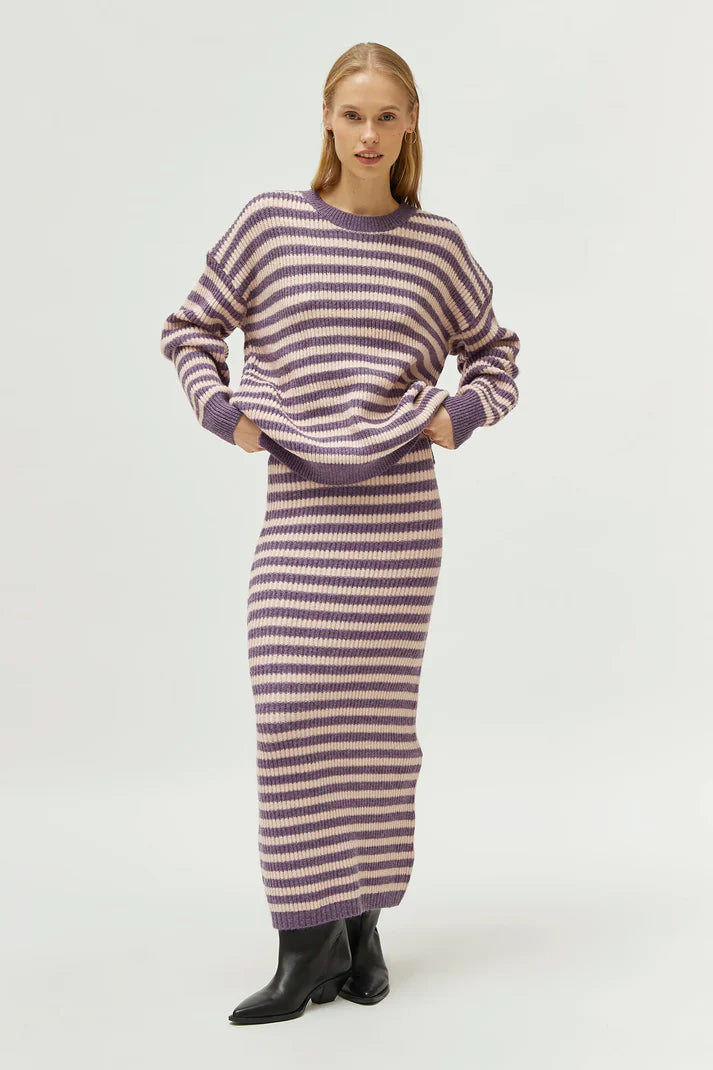 Purple striped knitted sweater