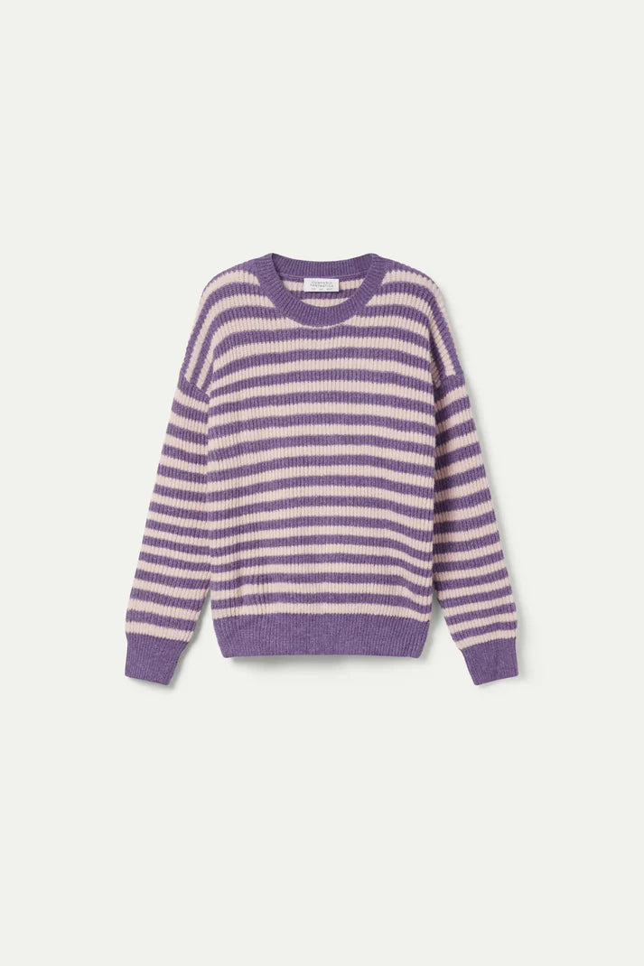 Purple striped knitted sweater