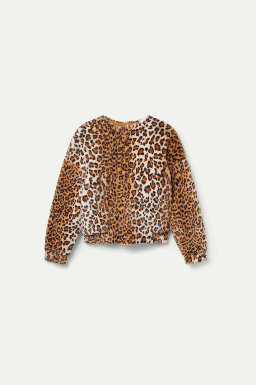 Leopard Print Fur Bomber Jacket