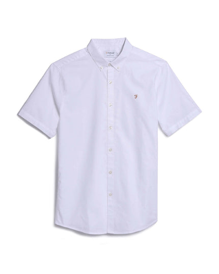 Farah Short Sleeve Oxford Shirt In White