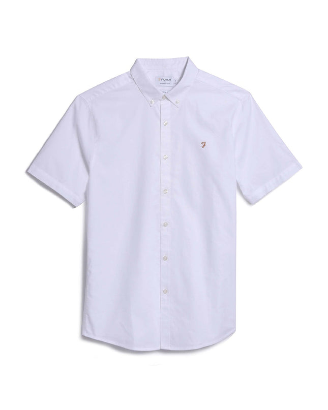 Farah Short Sleeve Oxford Shirt In White