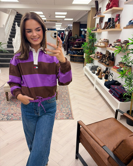 Tommy Jeans Badge Rugby Top - Purple/Coffee