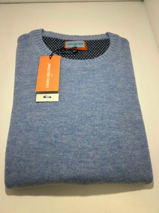 Dario Beltran Round Neck Jumper - Light Blue