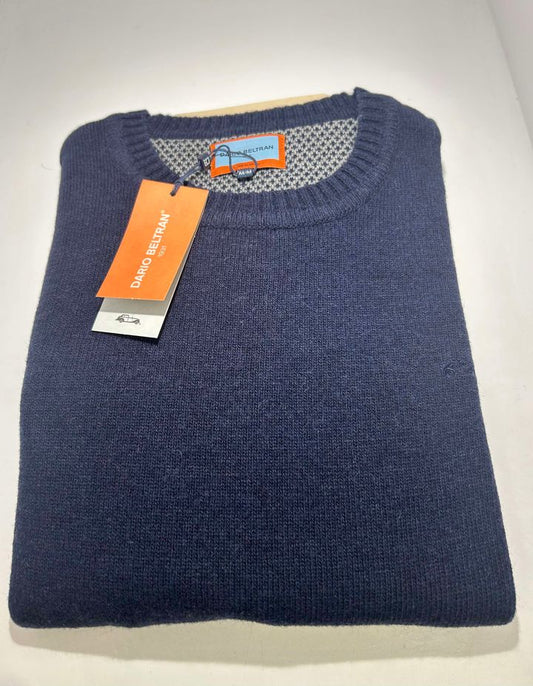 Dario Beltran Round Neck Jumper - Navy