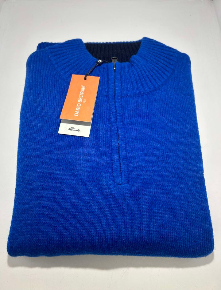 Dario Beltran 1/4 Zip Sweater -  Blue