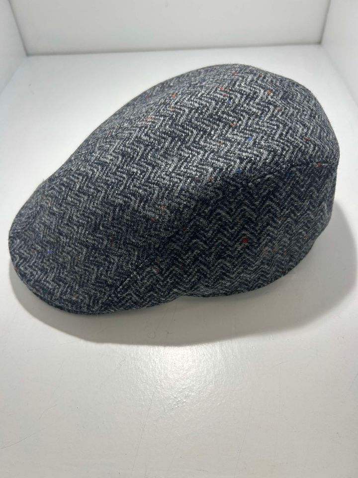 Grey Herringbone Wool Cap