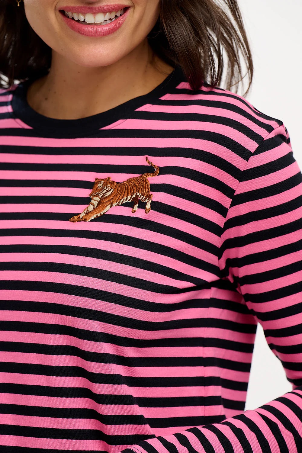 Sugarhill Brighton - Brunswick Jersey Top - Black/Pink, Leaping Tiger