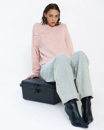 Patrice Floral Motif Jumper - Powder Pink