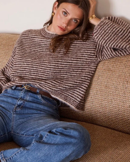 Angelina Fine Breton Sweater - Brown