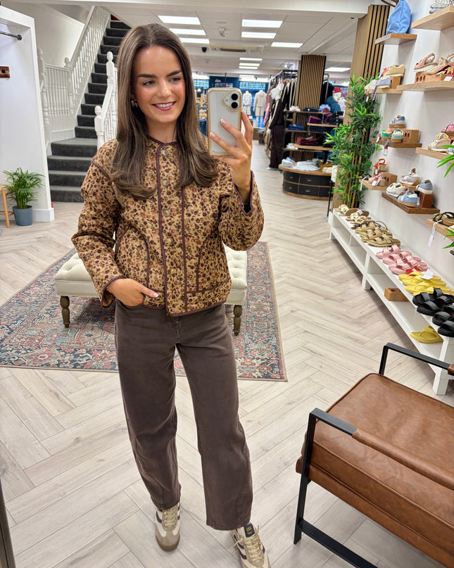 Millie Floral Quilted Jacket - Taupe