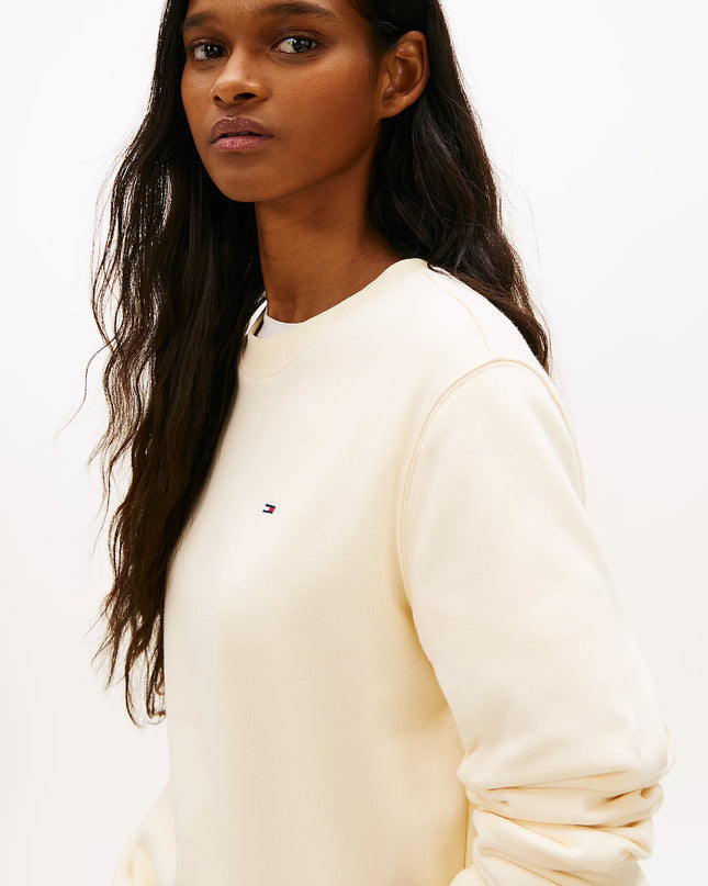 Flag Embroidery Brushed Fleece Sweatshirt - Buttermilk
