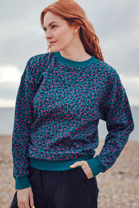 Eadie Relaxed Sweatshirt - Green, Layered Spot