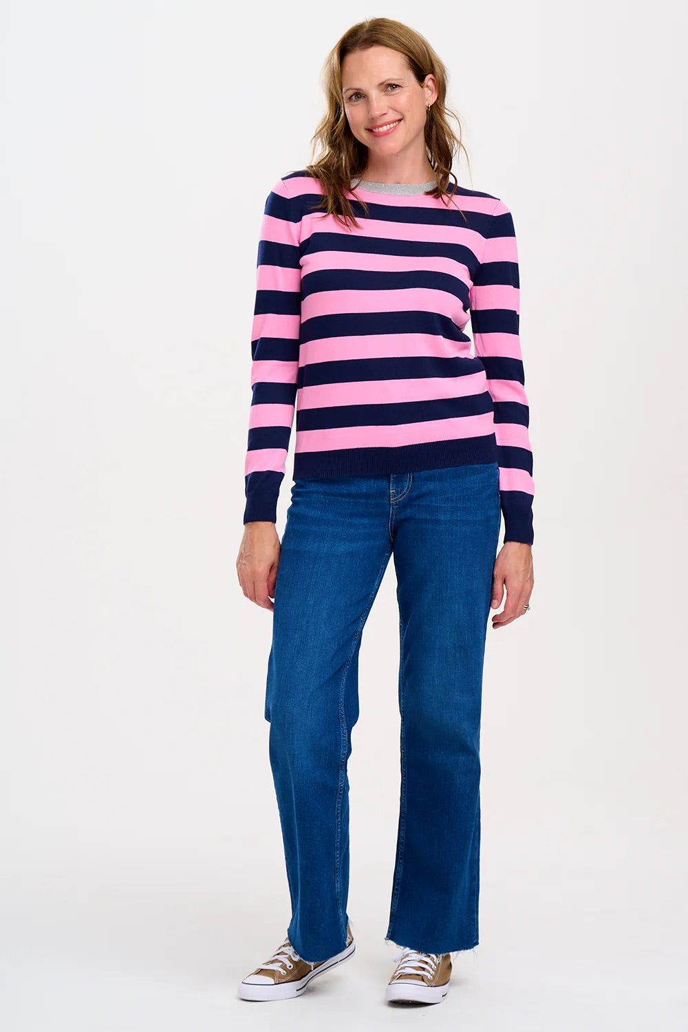 Sugarhill Brighton - Rowena Jumper - Navy/Pink, Silver Collar