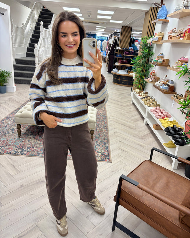 Sophie Airy Striped Jumper - Brown